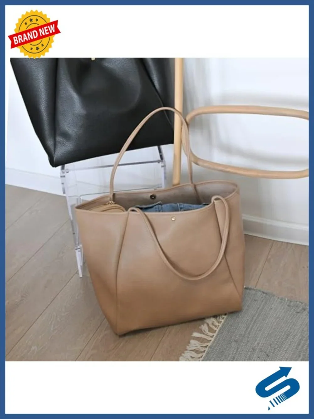 Oversize Pu Leather Tote Women Weekender Bag Shopper Handbag Travel Purse